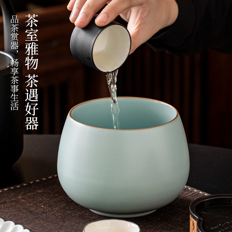 Ru窑 cerámica gran construcción de agua de té de lavado de agua de té sin cubierta mesa de secado de té tanque de residuos de té accesorios de té de kung fu doméstico