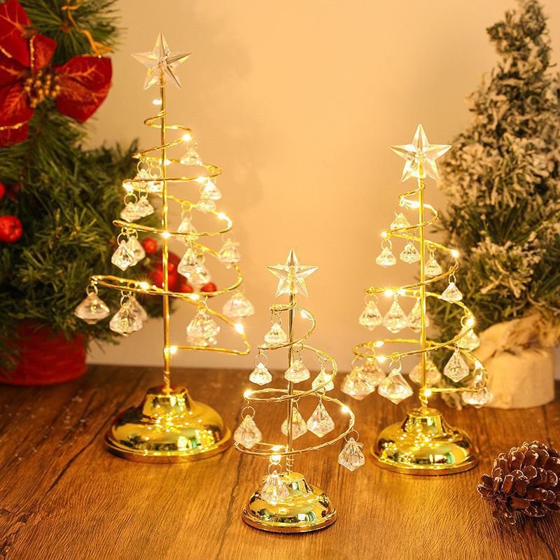 Christmas tree lights, Christmas decorations, tabletop ornaments, wrought iron Christmas tree, simple night light, a gift for someone, spiral design