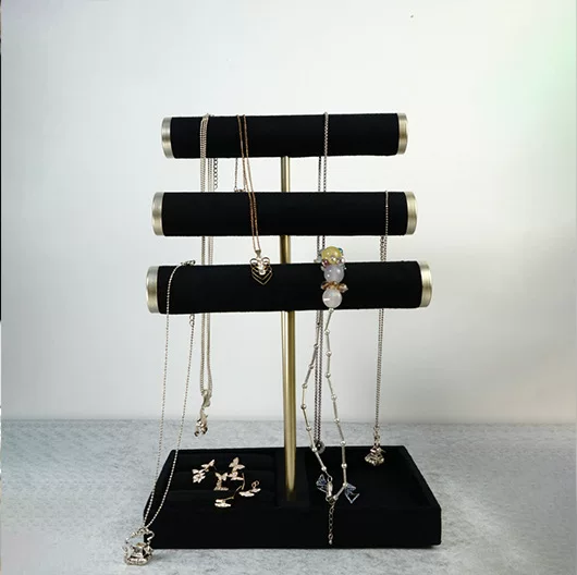High-End Style Three-Layer Black Velvet Bracelet Bracelet Jewelry Rack Necklace Display Rack Bracelet Rack Jewelry Prop Rack