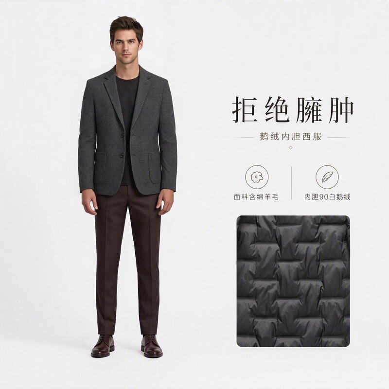Cross-border high-end goose down suit, autumn and winter lightweight 90% down blazer with a suit collar, business casual single jacket Cross-border high-end goose down suit, autumn and winter lightweight 90% down blazer with a suit collar, business casual single jacket