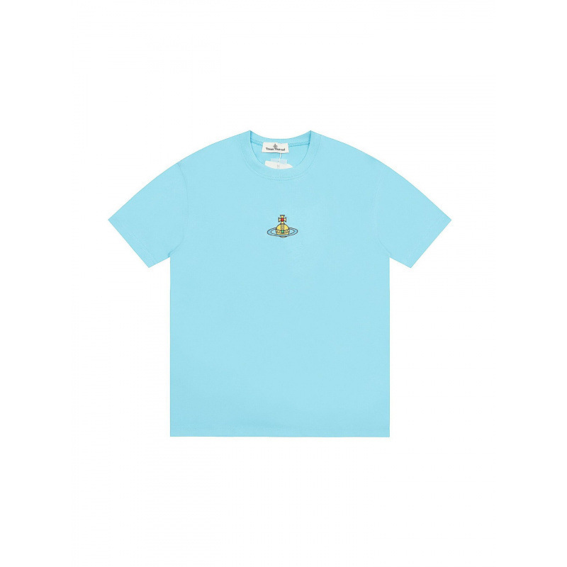 Vivienne Westwood Saturn Print Pure Cotton Round Neck Short Sleeve T-Shirt for Men and Women, Trendy Couple Style