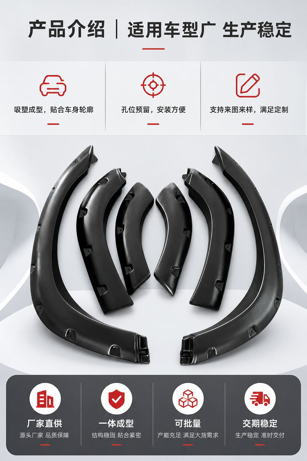 Car Wheel Eyebrow Suitable for Toyota Lc80 Car Wheel Eyebrow Car Modification Accessories Plastic Wheel Eyebrow Blister Processing