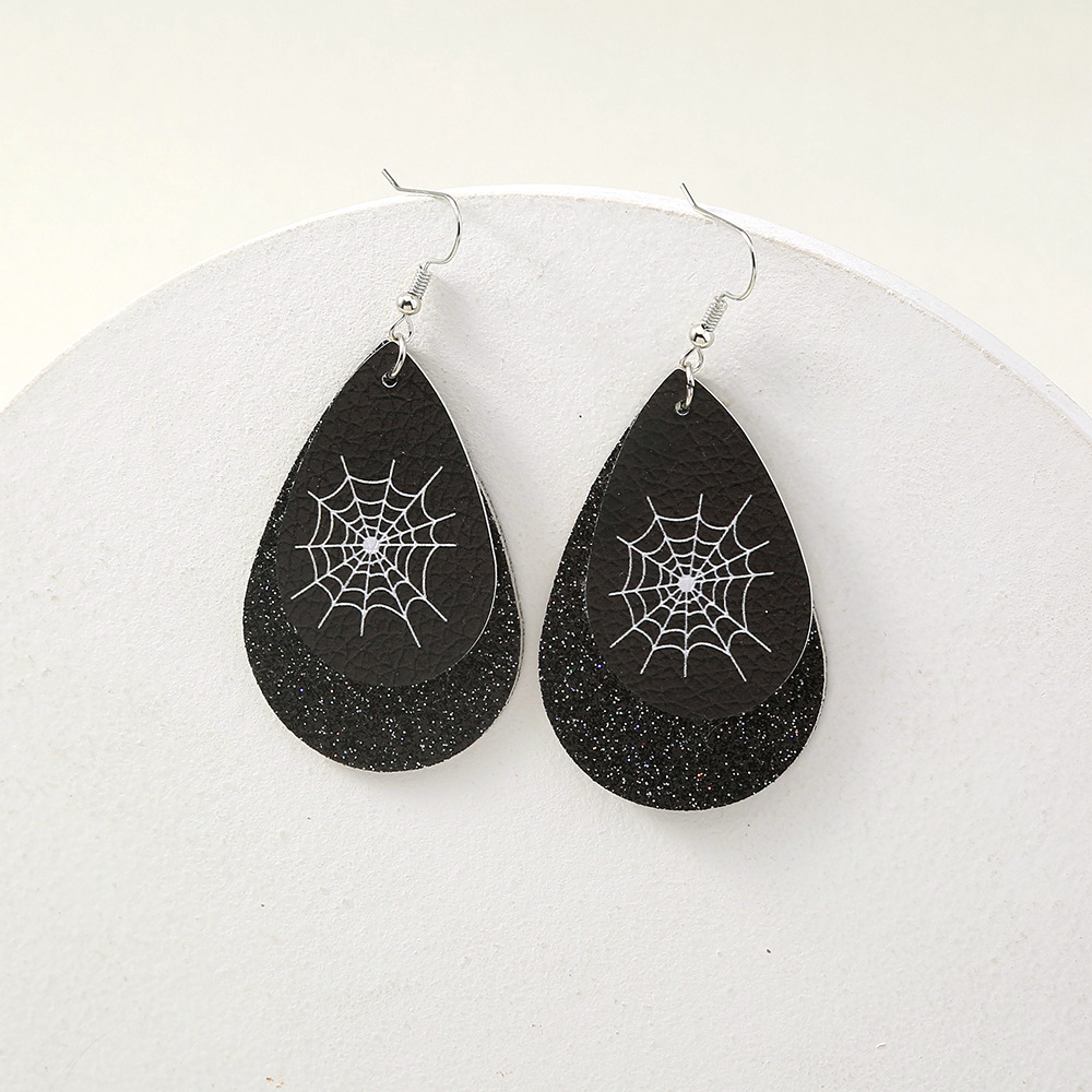 Halloween Spider Web Pattern Drop-shaped Earrings Wholesale Nihaojewelry display picture 5