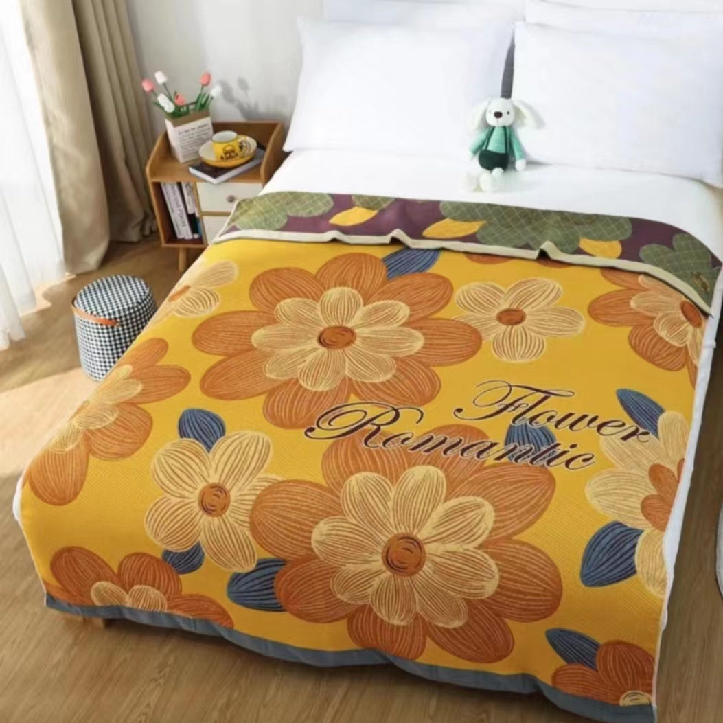 Grid flower yellow cover blanket one piece / 150*200CM