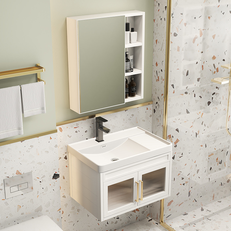 Shiyi pequeño apartamento ultra estrecho espacio lateral de aluminio montado en la pared baño gabinete combinación traje lavabo piscina lavabo