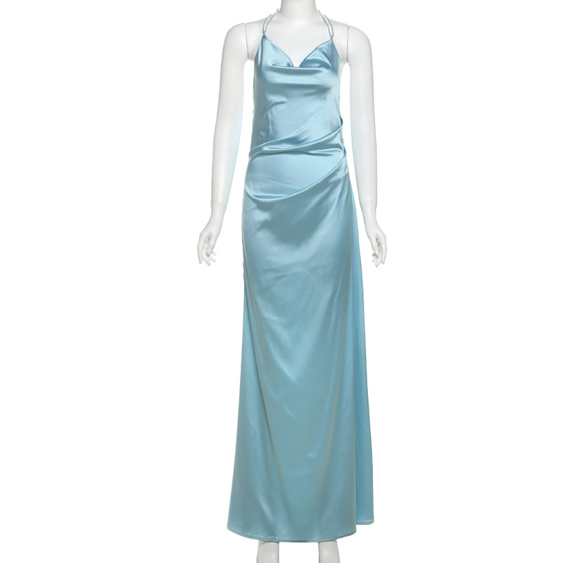 Spring Womens Dress Sexy Halter Neck 3D Decorative Solid Color Backless Perfect for Parties and Events Wholesale