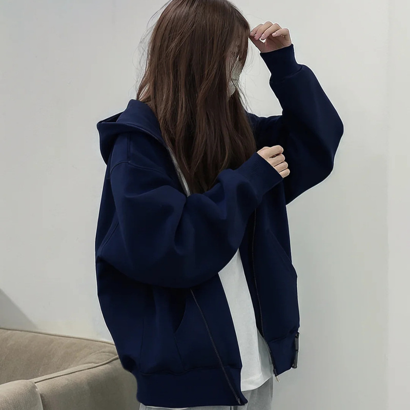 Jimo Sweatshirt with Large Hood for Women, 2026 Autumn New Style Cardigan, American-Style Lazy Style Top, Korean Fashion Women's Autumn Wear