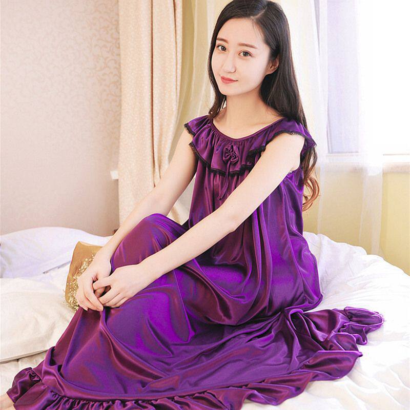 Extra Large Size Women's Pajamas 150kg Summer Plus Size Sexy 200 Extra Large Ice Silk Camisole Nightgown Long Style