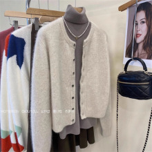 高级感超好看浣熊绒针织开衫女秋冬外穿软糯慵懒毛衣外套羊绒上衣