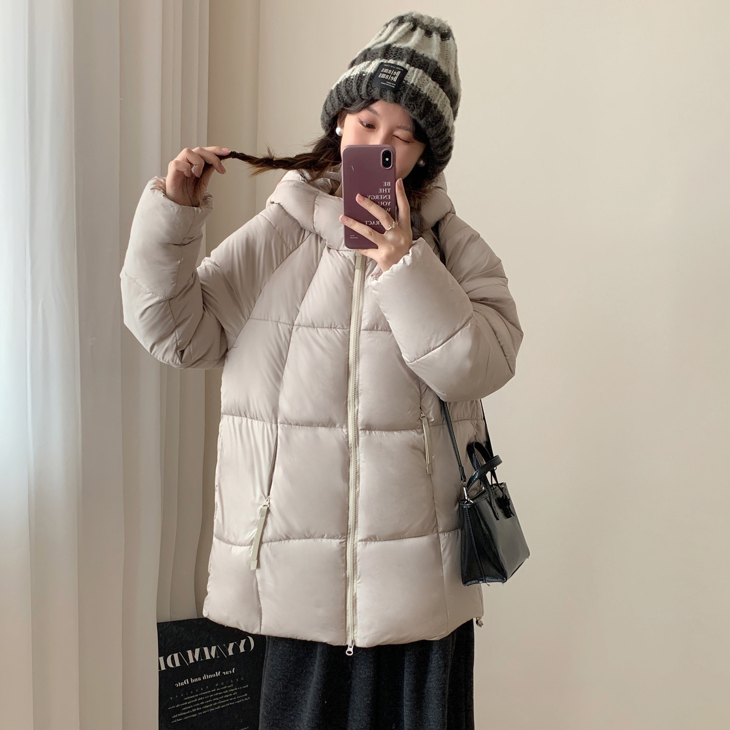 2025 invierno nueva ropa de algodón de moda con capuzas de mujer suelta chaqueta de algodón largo y medio puff abrigo de algodón grueso resistente al frío image 2