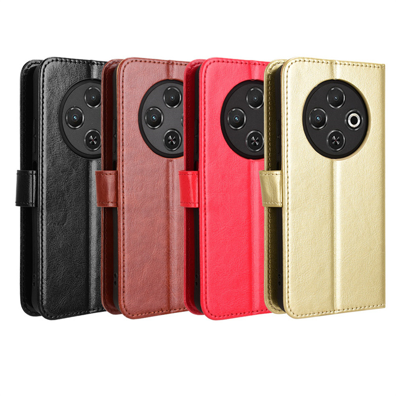 适用Tecno Spark 30C 4G手机壳KL5/kL5n手机皮套翻盖插卡绳疯马纹