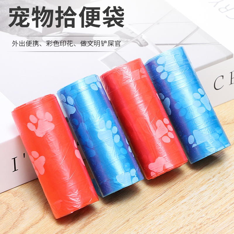 Nuevos fabricantes de productos para salir bolsa de basura portátil para perros, bolsa de basura impresa de dibujos animados, bolsa de basura especial para perros