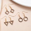 Metal earrings, triangle hip-hop style, glossy accessory for beloved, European style