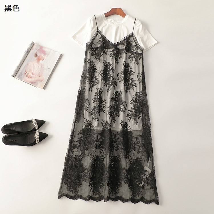 245501 Summer T-Shirt Long Skirt Suit Shenzhen Women's Extended Short-Sleeved Round Neck Shenzhen Mingwei