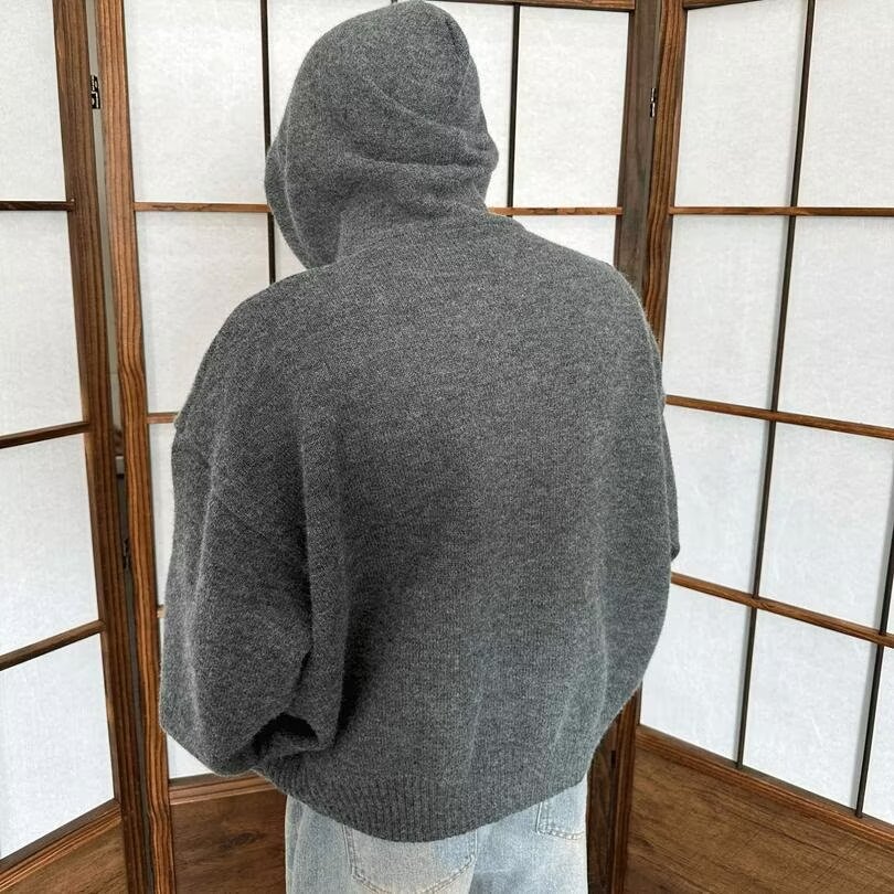 2024 otoño nuevo suéter encapuchado de viento perezoso pareja de hombre multifuncional camisa de punto suelta chaqueta de abrigo abrigo