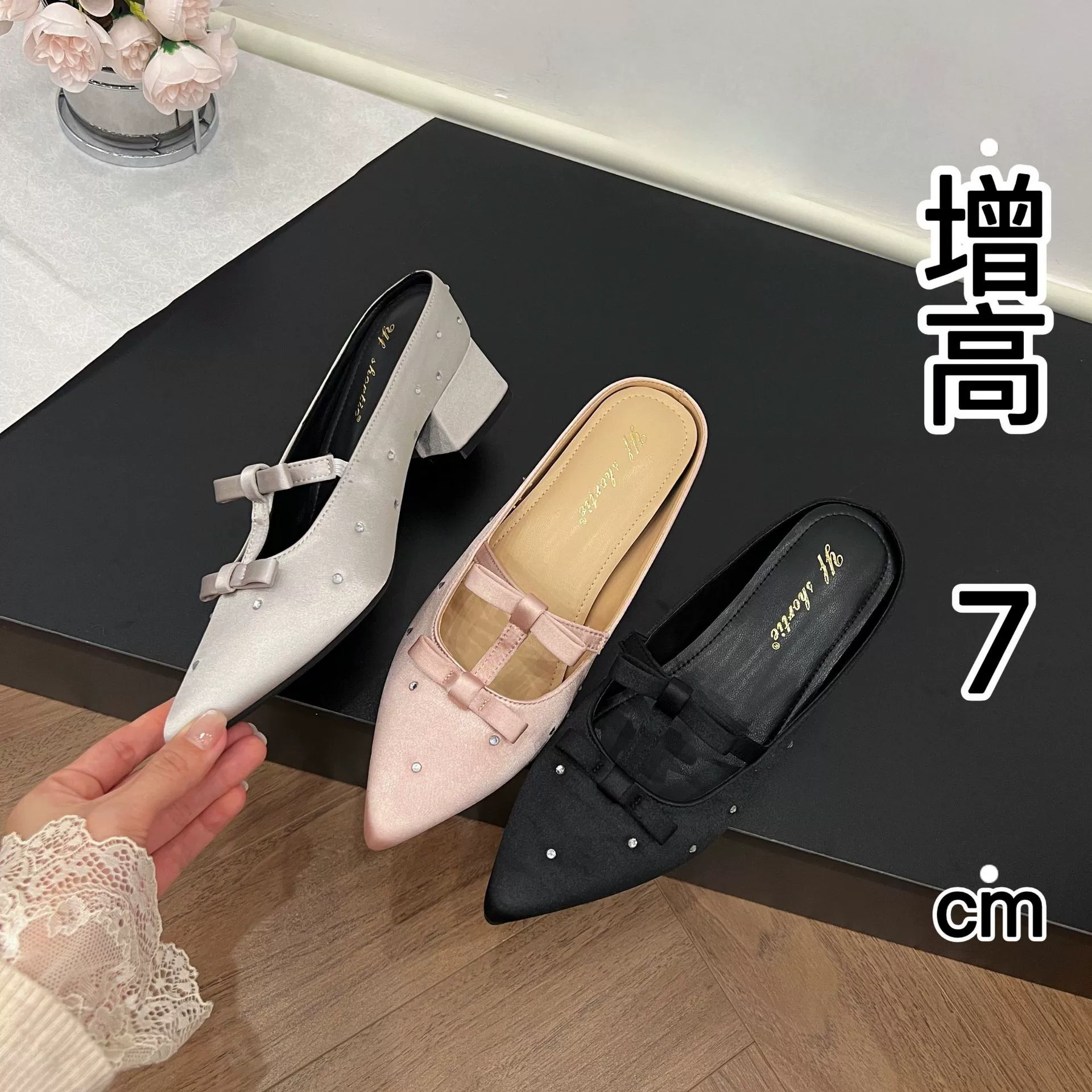 Женские туфли с атласным бантом с намоткой и намоткой