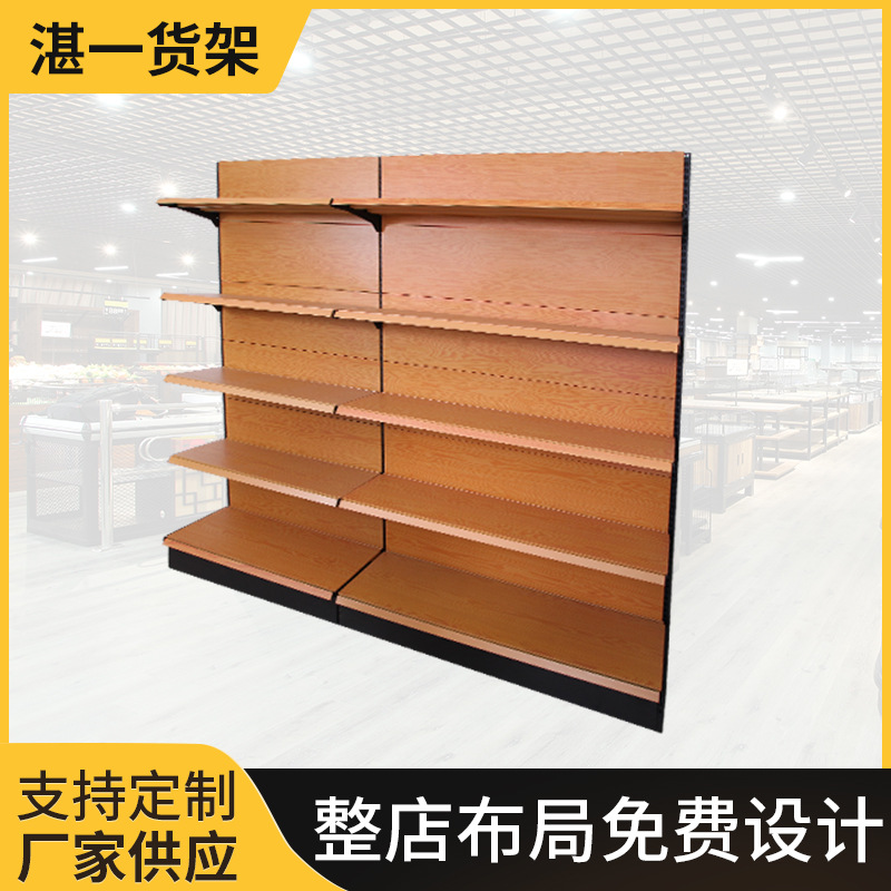 厂家供应超市货架金属单双面便利店货架钢木货架母婴店超市金属架