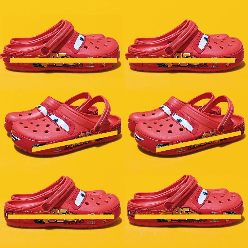 Mcqueen Car Men's Shoes Men's Women's Croc Shoes Beach Shoes Non-Slip Beach Motorcycle Fashion Children's Luminous Slippers