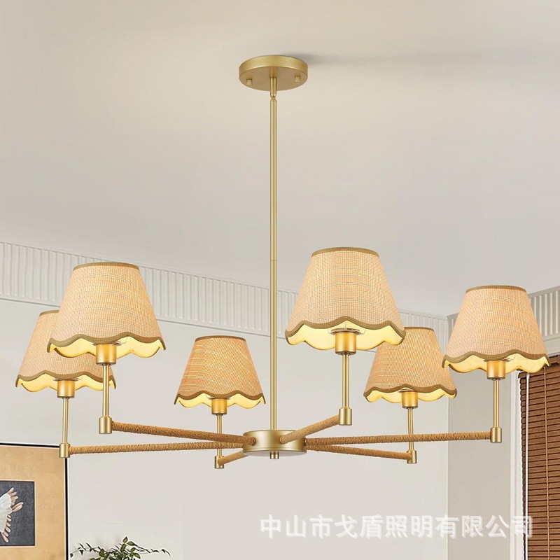 Amazon Bohemian Rattan Chandelier 6-Light Woven Pastoral Style Rattan Candle Light for Dining Room Living Room Country Style