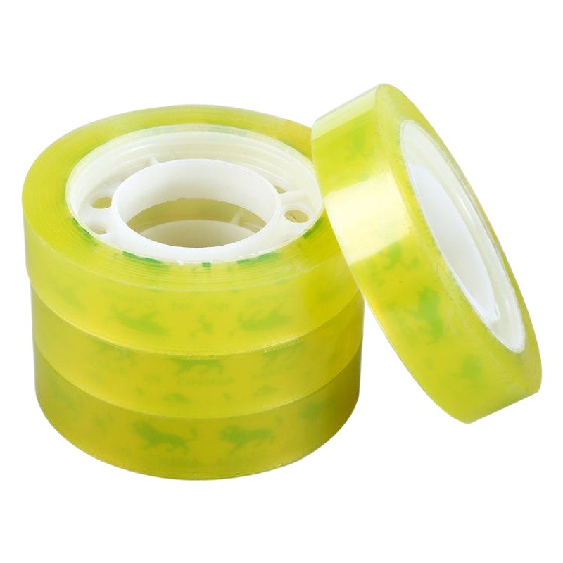 Student stationery tape transparent glue width 12mm small packaging packaging tape beige 30 m factory wholesale