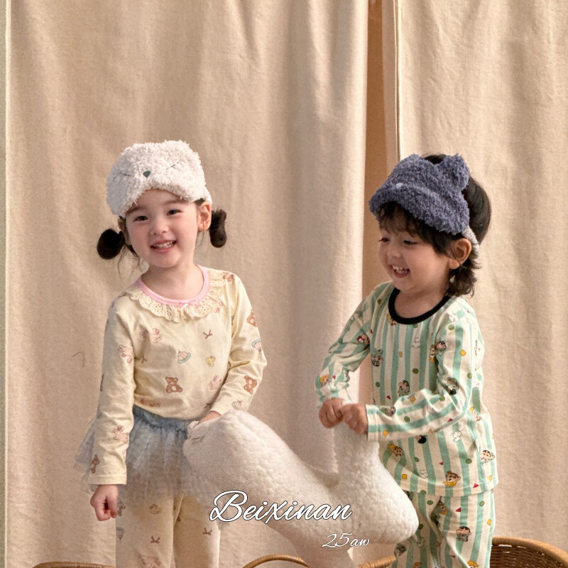 2025 Autumn/Winter New Children's Class a Pure Cotton Lycra Thermal Underwear Set Homewear Set