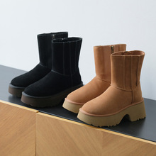 纯原正品皮毛一体厚底雪地靴女新冬季时尚加绒加厚保暖棉靴子批发