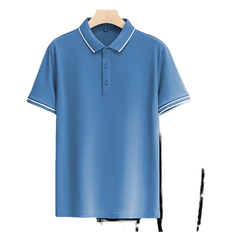 Tiktok verano nuevo Polo camisa de los hombres de seda de hielo de manga corta juvenil casual simple moda todo partido solapa camiseta