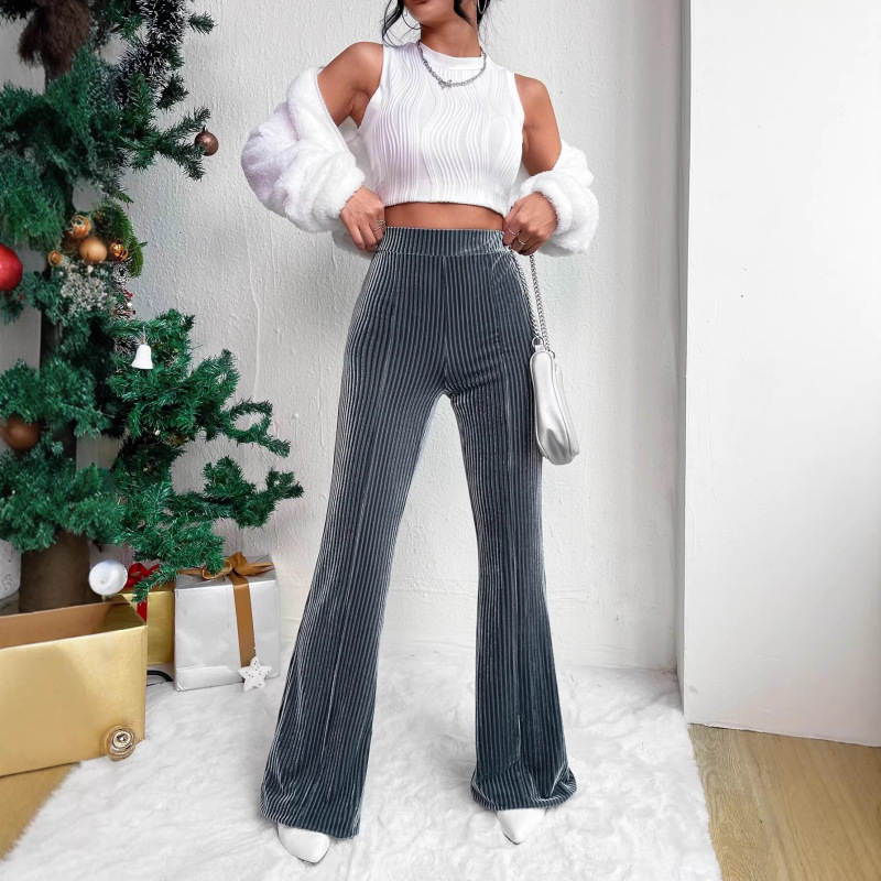 Cross-Border E-Commerce Aliexpress Women's Fashion Hot-Selling High-Waisted Corduroy Solid Color Casual Flared Pants Casual Long Pants Cross-Border E-Commerce Aliexpress Women's Fashion Hot-Selling High-Waisted Corduroy Solid Color Casual Flared Pants Casual Long Pants