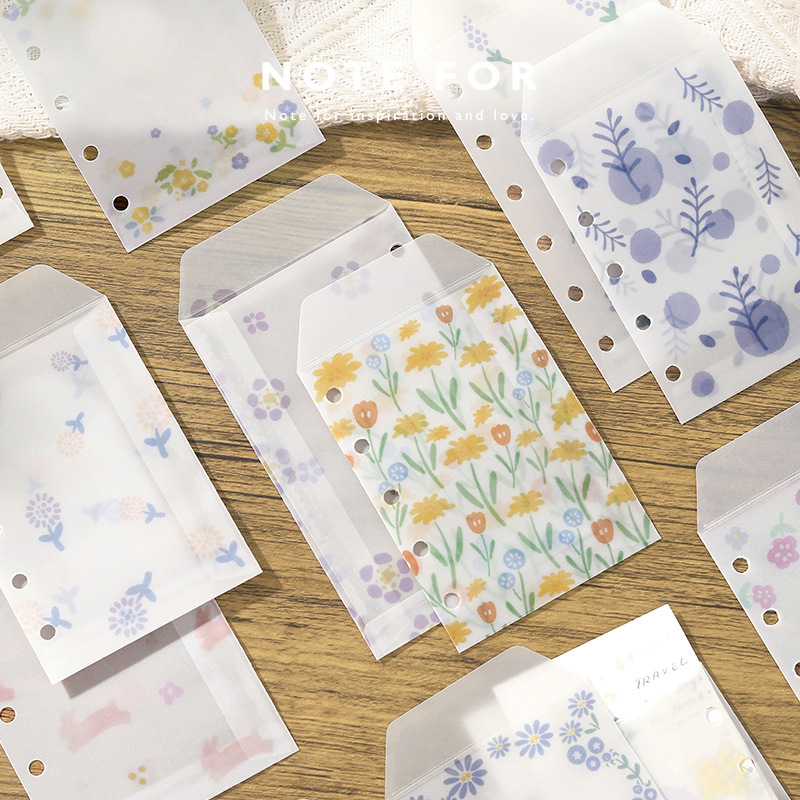NOTE FOR Bolsillo de almacenamiento de hojas sueltas de papel de ácido sulfúrico Little Spring Day Series M5/A7 Bolsa de almacenamiento de sobres transparentes