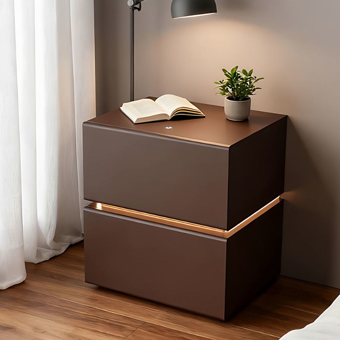 Personalized Creative Light Luxury Iron Bedside Table New High-End Smart Suspended Simple Bedroom Steel Bedside Table