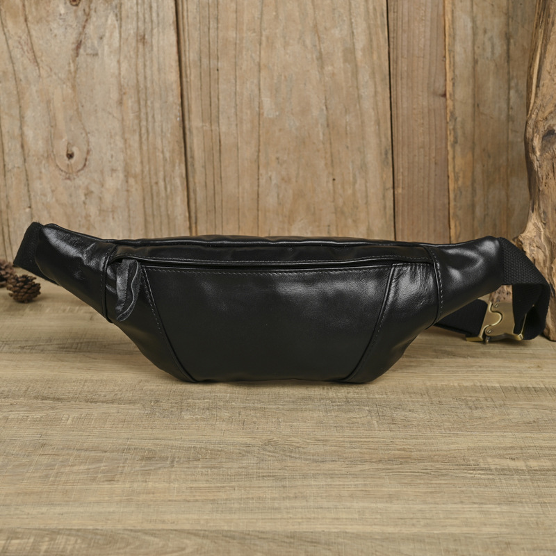Pecho bolsa de cuero de los hombres primera capa de piel de vaca corriendo retro casual pequeño teléfono móvil bolso de la cintura deportes al aire libre hombro bolsa de mensajero