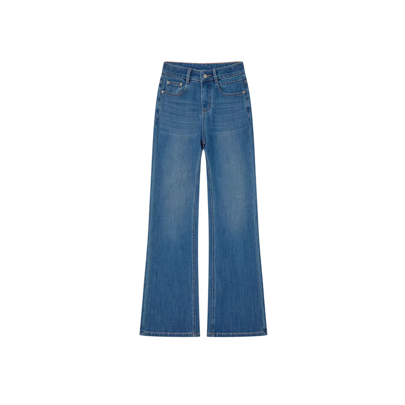 2026 Spring Collection Four-Way Stretch Soft Trendy Brand Denim Classic Sapphire Blue Flared Pants Slim Fit Concealing Body Imperfections and Elongating Legs