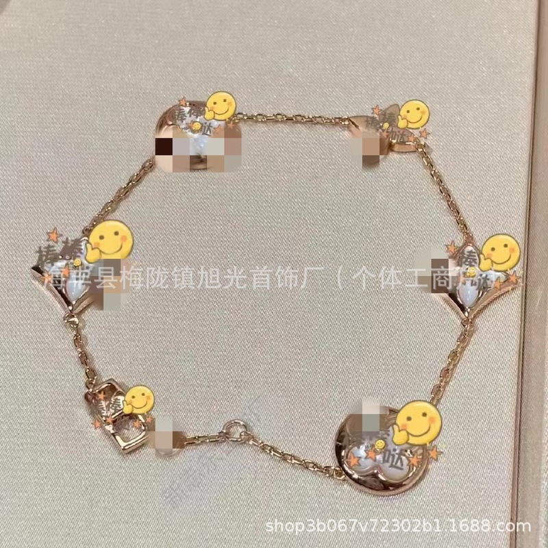高バージョン四つ葉のクローバー Donkey Family 新しい 5 花ブレスレット V 女性セレブローズゴールドメッキ非退色ブレスレットファッショナブルで美しい|undefined