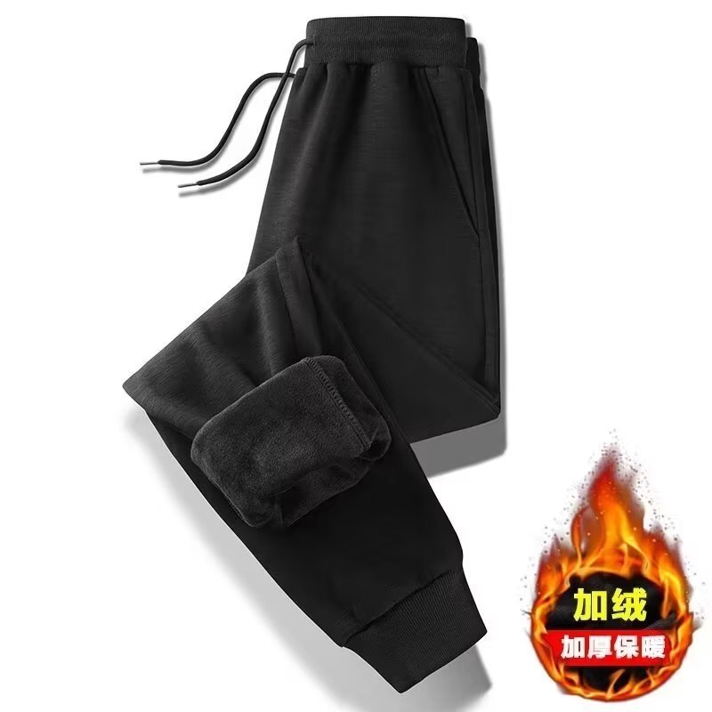 Autumn and Winter Pants Men's Casual Pants fleece-lined Thickened Sweatpants Korean Fashionable Warm Sports Ankle-length Pants Men's