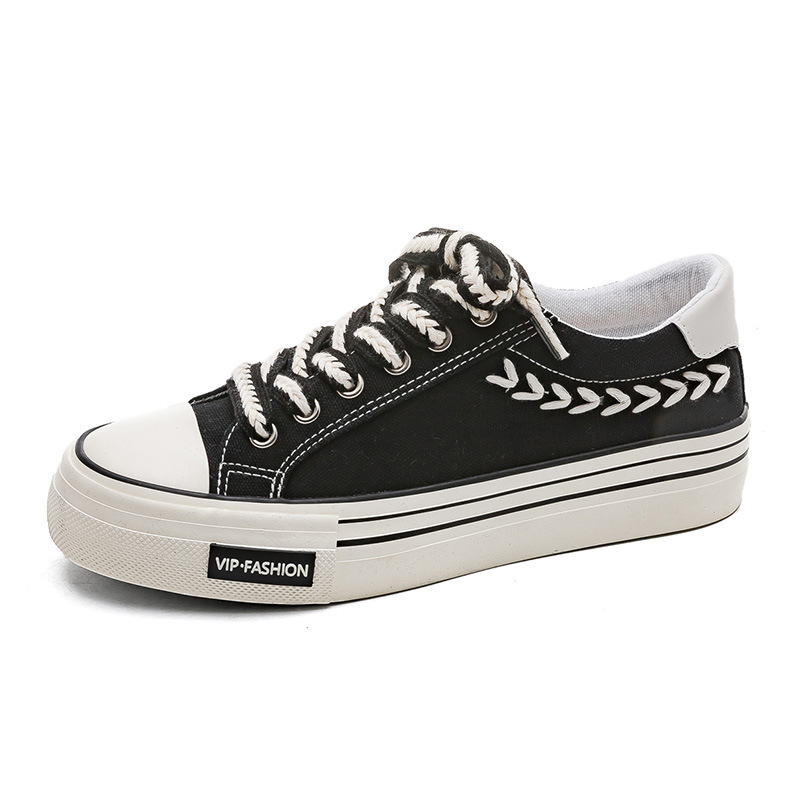 Zapatos de lona de suela gruesa para mujer, zapatillas bajas de trigo retro ins, zapatos de tela de estilo preppy, HD-102, primavera image 6
