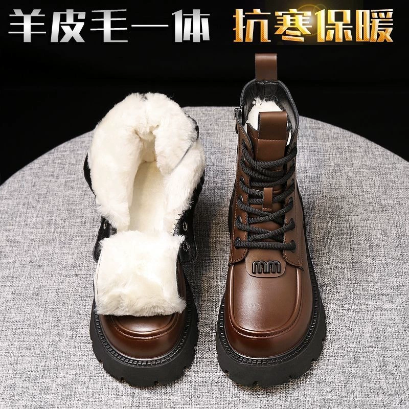 Winter Platform Boots Martens, Lace-Up, Shearling Lined, Sizes 35–40