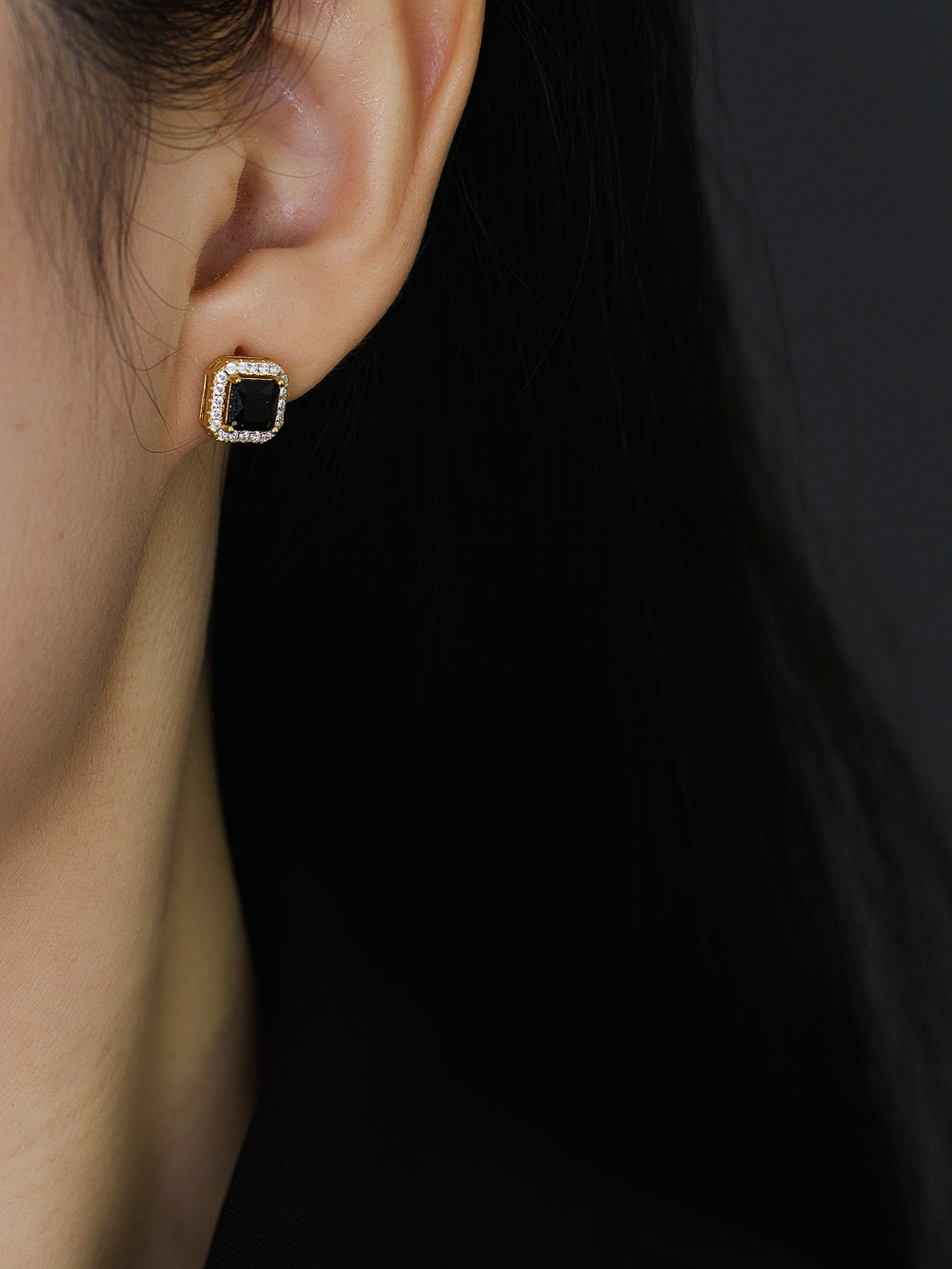 Fashion Geometric Sterling Silver Inlay Zircon Ear Studs 1 Pair