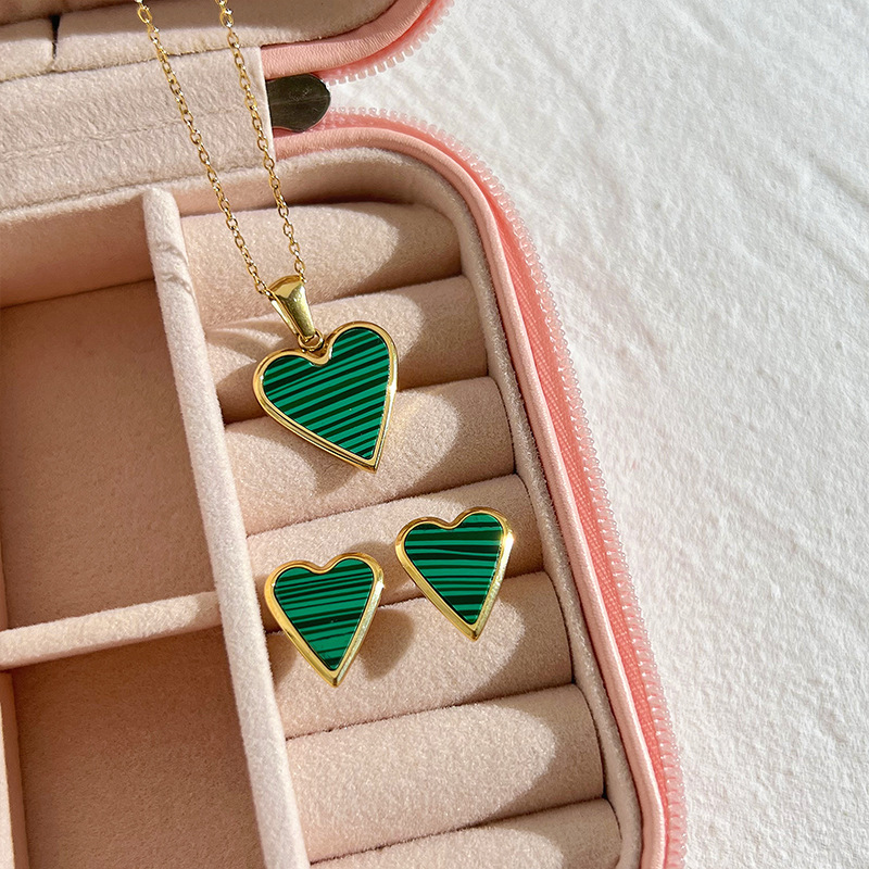 Wedding Occasion 304 Stainless Steel Material PVD Coated Real Gold Plated 16K Gold White Gold Plated Gold Plating Heart 304 Stainless Steel Fashion Waterproof Non Tarnish 304 Stainless Steel Necklace