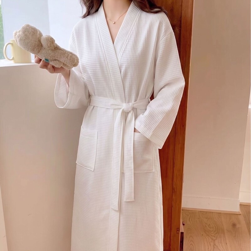 Women's Nightgown Spring and Autumn 2026 Long-Sleeve Bathrobe Pure Desire Style Sweet Simple Mid-Length Solid Color Bathrobe Nightgown Dress