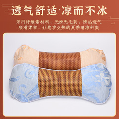 艾草冰絲涼蓆枕加熱骨頭枕頭艾絨頸椎枕艾葉宮廷枕藤蓆艾草枕批發