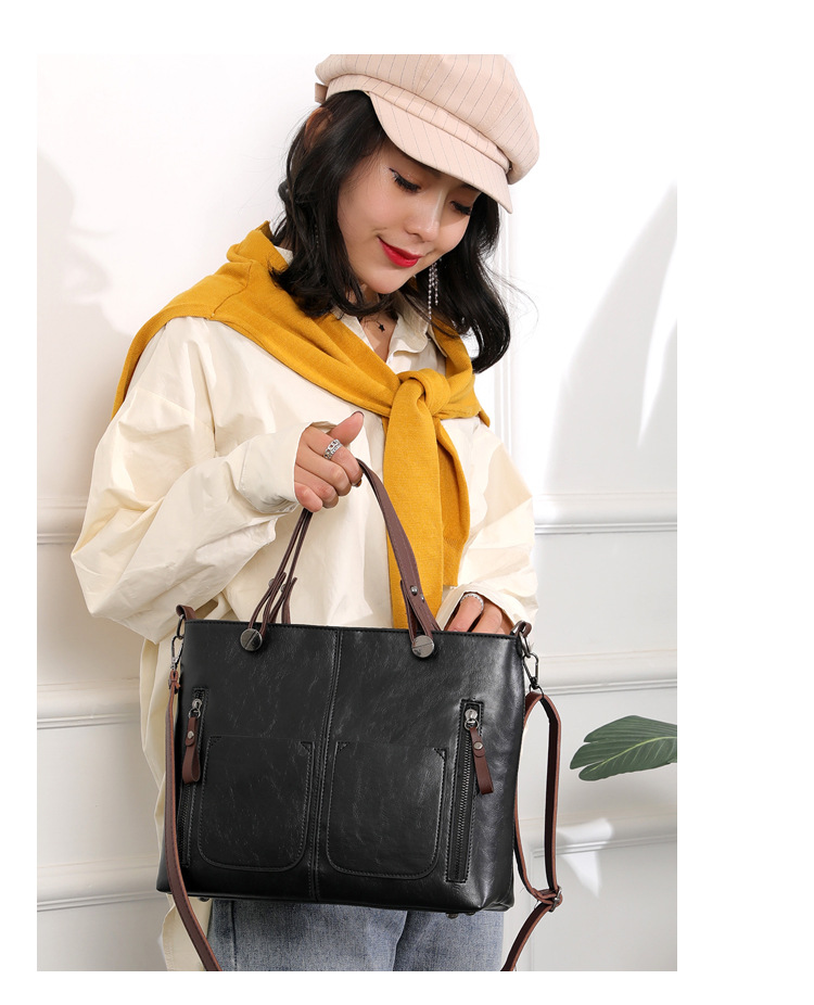 Double Pocket Large Capacity 2023 Popular New Fashion Shoulder Women's Tote Simplified Diagonal Straddle Bag_voghion.com