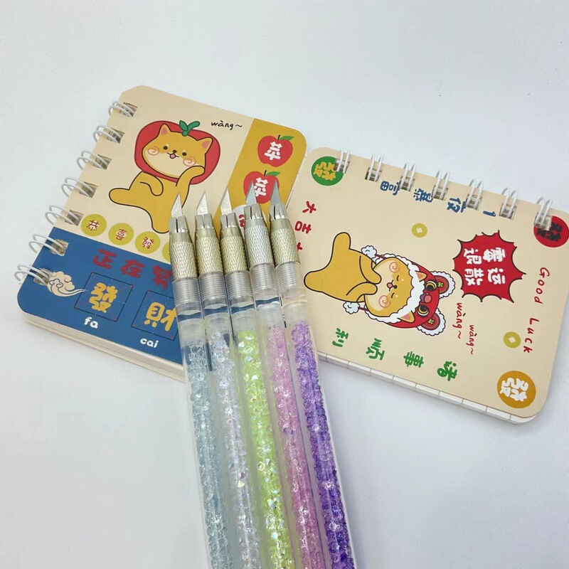 Cross-border direct selling love gravel flash drill art knife high color value hand account pen knife hand account sticker cutting paper carving knife