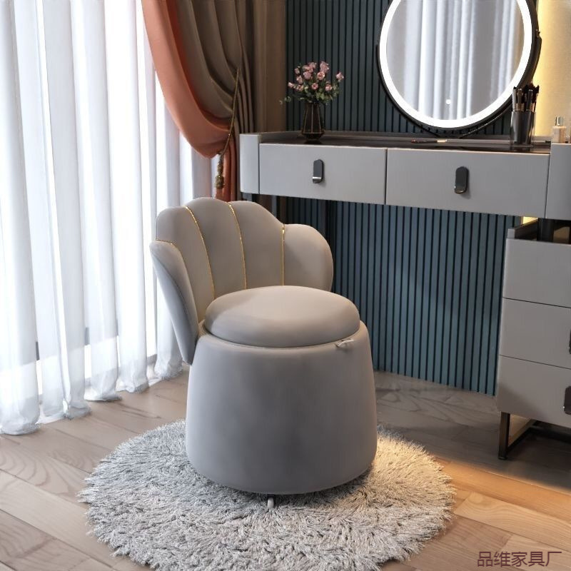 Nuevo tipo de silla de maquillaje de lujo ligero hogar dormitorio respaldo silla de almacenamiento silla de maquillaje