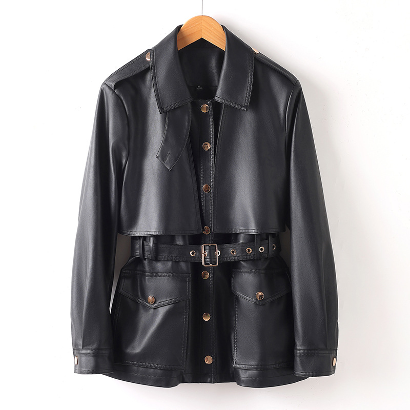 2026 Spring and Autumn Haining New Style Pu Leather Short Biker Jacket for Women Slim Fit High Waist Coat