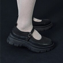 【牛皮版】法式玛丽珍鞋女2025年新款少女芭蕾舞鞋机能风厚底单鞋