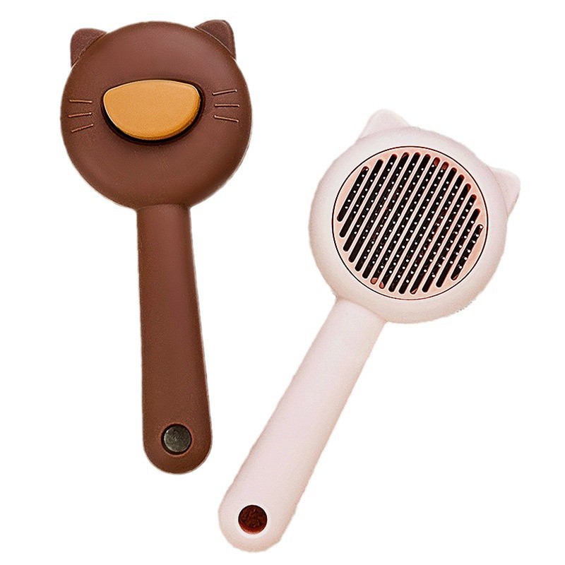 Cat Comb, Pet De-Floating Hair Cleaning Needle Comb, Cat Massage Hair Removal Self-Cleaning Comb, Pet Knotting Comb