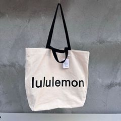lululemon潮牌大容量帆布托特包男女学生旅行瑜伽包健身手提袋