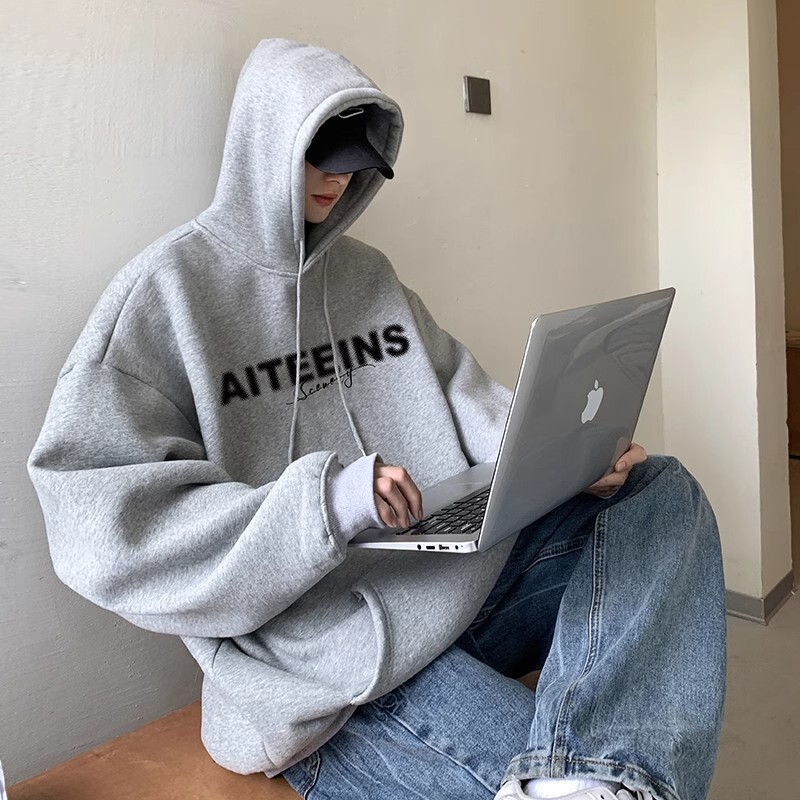 Taobao Explosions Grey Sweatshirt Men's Autumn and Winter fleece-lined American High Street Heavy plus size Hooded Top Couple Jacket Taobao Explosions Grey Sweatshirt Men's Autumn and Winter fleece-lined American High Street Heavy plus size Hooded Top Couple Jacket