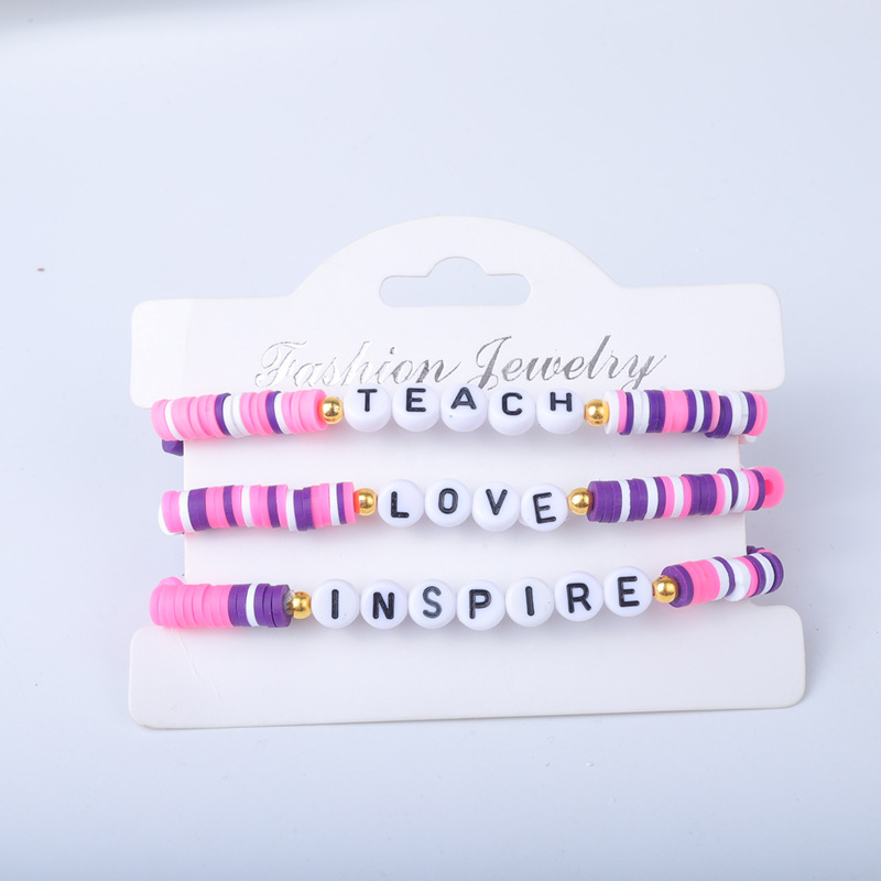 25g Weight Bracelets Classification soft clay Chain Material 1 Set Quantity Holiday, Daily Occasion soft clay Material Letter Pattern Unisex Gender Sweet Style Sweet Letter Soft Clay Wholesale Bracelets 22