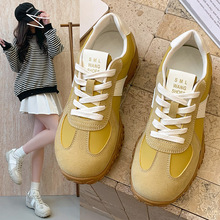 休闲百搭阿甘鞋女2025春新款复古厚底轮胎底运动芭蕾德训鞋女鞋